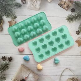 Baking Moulds Three-dimensional Heart-shaped Silicone Chocolate Mould Green 15 Cavities Easy To Demold Soft Ice Grid