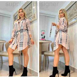 Basic & Casual Dresses designer T1019 Women's Summer New Digital Printed Temperament Shirt Skirt (including belt) NXKI