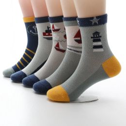 Leggings Kids Socks 2023 New Spring Summer Cotton Breathable Mesh Boys Girls Socks 3 15 Year Children Socks 5 Pairs / Lot