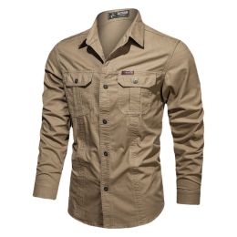 Layers 2022 Autumn New Fashion Men's Casual Shirt Male Cotton Military Shirts Men Clothing Leisure Outdoor Shirt