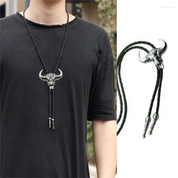 Bow Ties Adjust Length Bolo Tie With Relief Ox Head Pendant Cowboy Necktie