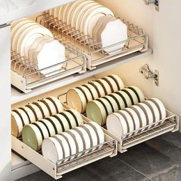 Kitchen Storage Sliding Drawer Bowl Dish Rack Pull Out Tray Sink Basket Cabinet Built-in Organiser Shelf