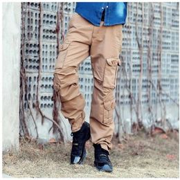 Men's Pants Fashion Baggy Leisure Cargo Overalls Multiple Pockets Male Slacks Straight Legs Long Trousers Bottoms Big Size 46