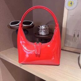 Underarm 2024 Bag for Womens Unique Design Hobo Mini Handbag Lacquer Leather Texture Stick Women