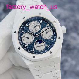 AP Diving Wrist Watch Royal Oak Series 26579CB White Ceramic Perpetual Calendar Blue and White Colour Matching Automatic Mechanical Men's Watch