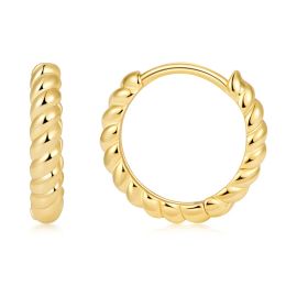 Earrings Vonmoos Twist Earrings for Women 14K Gold Plated Small Hoop Earrings Vintage Cute Fashion Luxury Circle Geometry Jewellery Gift