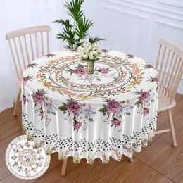 Table Cloth 1PC Round Tablecloth With Floral Plant Waterproof Coloured Dining Cover Multi-purpose 63 Inch Sunflower