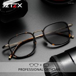 Sunglasses SZTZX Pochromic Myopia Reading Glasses Men Classic Pure Titanium Acetic Anti Blue Ray Hyperopia Prescription Optical