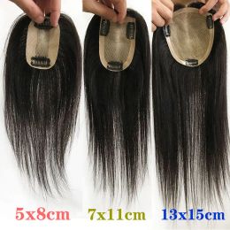 Toppers Full Hand Tied Silk Base Virgin Human Hair Toppers For Women 3 Base Sizes Silky Straight Toppers For Women