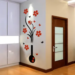 Wall Stickers 2024 DIY Vase Flower Tree 3D Decal Home Decor Adesivo De Parede Wallpapers For Livingrooms Kitchen Decorations