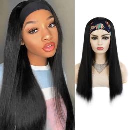 Wigs Headband Wigs for Women Thick Bouncy Black Hair Straight Wigs Glueless Synthetic Wigs Cosplay Daily Wigs Heat Resistant Fiber