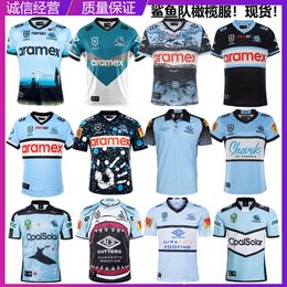 Shark Indigenous Edition Short Sleeved T-shirt Olive Jersey Training Uniform Mens Rugby