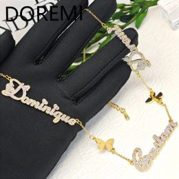 Necklaces DOREMI Custom Name Personalized Butterfly Charm Necklace Jewelry Personalised Stainless Steel Multi Names Customm Necklace