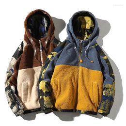 Men's Jackets 2024 Fleece Thick Hooded Streetwear Casual Harajuku Hip Hop Men Women Fashion Splicing Full Zip Coat Tops Outwear