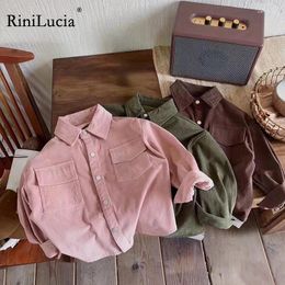 Jackets RiniLucia 2024 Children Jacket For Girls Boys Solid Long Sleeve Coat Kids Loose Autumn Clothes