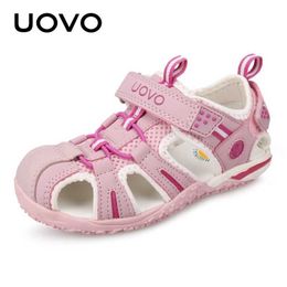 Сандалии Uovo Новое прибытие 2024 Summer Beach Shoes Kids Lids Close Toe Todler Sandals Дети модельер для девочек #24-38 240423