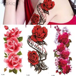 Body Paint 3Pcs Waterproof Temporary Tattoo Sticker Flower Rose Flash Butterfly Lace Lady Body Art Arm Fashion Fake Sleeve Women Tattoos d240424