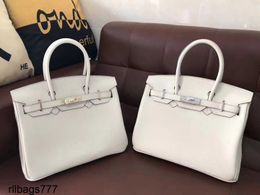 Womens Platinum Cowhide Handbag 2024 Briefcase Single Shoulder Diagonal Straddle Color Matching Real Belt Handmade Genuine Leather