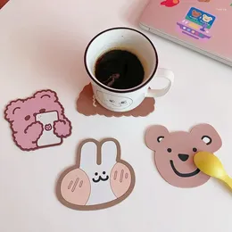 Table Mats Silicone Cartoon Coasters For Drinks Cup Tablemats Women Bear Heat Resistant Pad