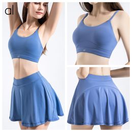 AL-181 Yoga Tennis Clothes Sports Suit Sports Bra Running Suit Fitness Tennis Anti-exposure Skirt Pants Set