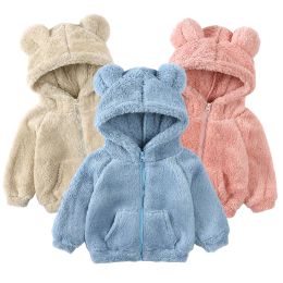 Sweatshirts Fall Winter Baby Hoodies Warm Fleece Kids Sweatshirt for Boys Girls Coats Bear Ears Hooded Children Jackets Baby Sweater