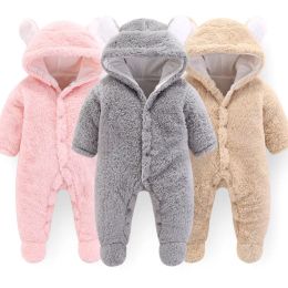 One-Pieces Winter Newborn Baby Rompers Hoodie Girls Boys Clothes Cotton Long Sleeve Toddler Climbing Outwear Warm Infant Jumpsuit 012Month