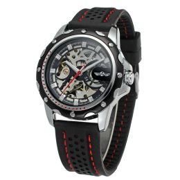 Watches 2019 Fashion Winner Top Brand Black Silicon Band Automatic Mechanical Skeleton Watch Men Gear Reloj Army Hombre Horloge Horloge