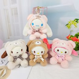 Japanese cartoon KT big eared dog transforms into a teddy bear, fragrant plush toy backpack, pendant, cute baby bear doll, doll keychain