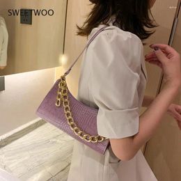 Shoulder Bags 2024 Fashion All-Match Women's Bag Crocodile Pattern Underarm Temperament Chain Handbag Trend Zipper