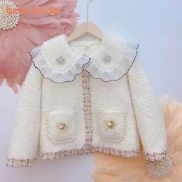 Shirts Bear Leader Kids Jackets for Girls 2023 New Fashion Winter Fur Coat Princess Style Outer Wear Casual Toddler Fall Clothes 2 7t