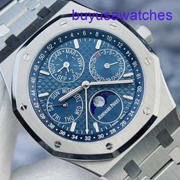 AP Calendar Wrist Watch Royal Oak Series 26574ST Blue Dial Perpetual Calendar Automatic Mechanical Men's Watch Precision Steel Leap Year Display 41mm