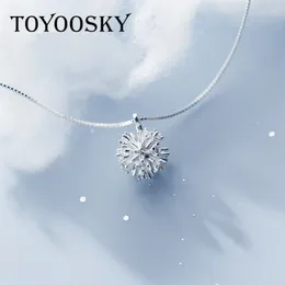 Pendants 925 Sterling Silver 3D Snow Pendant Necklace Fine Jewelry Christmas Gift Design Zirconia CZ Chirstmas Necklaces