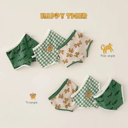 Underwear 2022 New Children's Cartoon Cotton Underwear Happy Little Tiger Baby Triangle Flat Angle Underwear Boys' Underwear