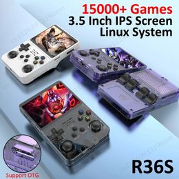 R36S Portable Pocket Video Player 64GB Games 3.5 Inch IPS Screen Mini Game Console Open Source Linux 3D Dual-System for Children 240422