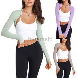 Active Sets Women Long Sleeve Bolero Shrug Yoga Open Front Cropped Cardigan Sleeves to Cover Arms Workout Tops for Exercise Sports Gym Y2k 240424
