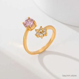 Wedding Rings New Fashionable and Exquisite Gold Ring Jewelry Ring Opening Ring Zircon Wedding Jewelry Light Luxury Jewelry