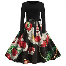 Casual Dresses Christmas Off Shoulder Long Sleeve Sexy Print Irregular Hem Dress With Belt Fit And Flare Cocktail