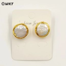 Earrings WTMPE105 New Amazing And Exquisite Freshwater Pearl Big Earring Studs For Women Dating Temperament Retro Gold Accessories