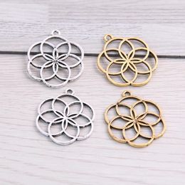 Charms SWEET BELL 20PCS 25 30mm Metal Alloy Two Colour Flower Pendants For Jewellery Making DIY Handmade Craft