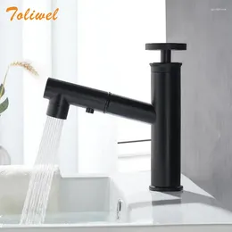 Bathroom Sink Faucets Pull Out Brass Faucet Lavatory Vessel Basin Mixer Taps Cold Water Black Industrial Style