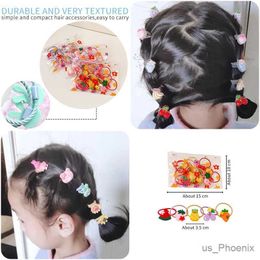 Hair Accessories 20/30 Pcs Children Cute Acrylic Cartoon Flower Fruit Elastic Hair Bands Baby Girls Scrunchies Rubber Bands Kids Hair Accessories