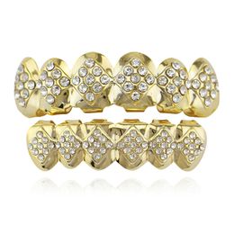 18K gold-plated hip-hop braces Grills diamond studded six tooth vampire fangs for men and women
