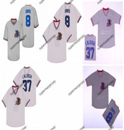 Mens Bull Durham Nuke LaLoosh 37 Crash Davis 8 Kevin Costner 16 Tourists Double Stiched Baseball Jersey Grey White Size S-4XL Mix Order 2024