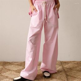 Women's Pants Women Y2K Vintage Striped Lounge Pinstriped Wide Leg Pajama Drawstring High Waist Loose Casual Trousers Streetwear