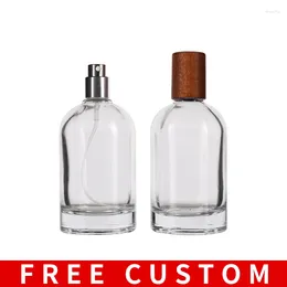 Storage Bottles 100pcs/lot Free Custom Logo 100ml Glass Thick Bottom Cylinder Perfume Women Sprayer Pump Bottle Perfumery Container