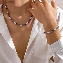 Choker Minimalist Brown Black White Color Soft Clay Beads Necklaces For Women Men Statement Collar Jewelry Gifts