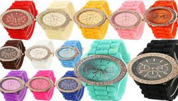 2017 Fashion Kids Shadow Geneva Watch Crystal Diamond Silicone Students Sport Watch Quartz Mens Casual Watches Luxury Women7001620