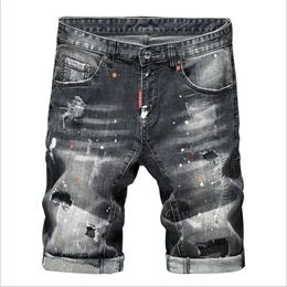 Men Summer Black Denim Shorts Holes Short Jeans Good Quality Fit Casual Fashion Male High Streetwear 240422