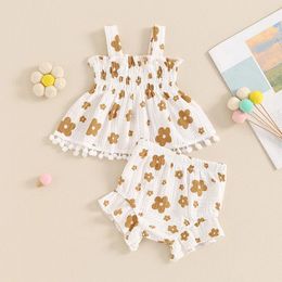 Clothing Sets Baby Girls Summer Outfits Floral Print Camisole Tops Dress And Ruffle Shorts Born Infant Cute Clothes
