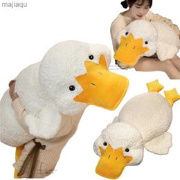 Plush Dolls 55cm-1.75M Giant Duck Plush Toy Stuffed Big Mouth White Duck lying Throw Pillow for Boy Girl Nap Sleeping Cushion Pregnant LegL2404